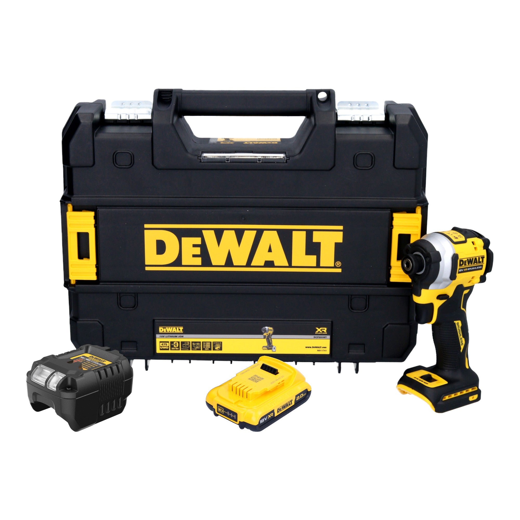 DeWalt DCF 850 D1T Akku Schlagschrauber 18 V 205 Nm 1 4 Brushless 1x Akku 2 0 Ah Ladegeraet TSTAK 0 - toolbrothers