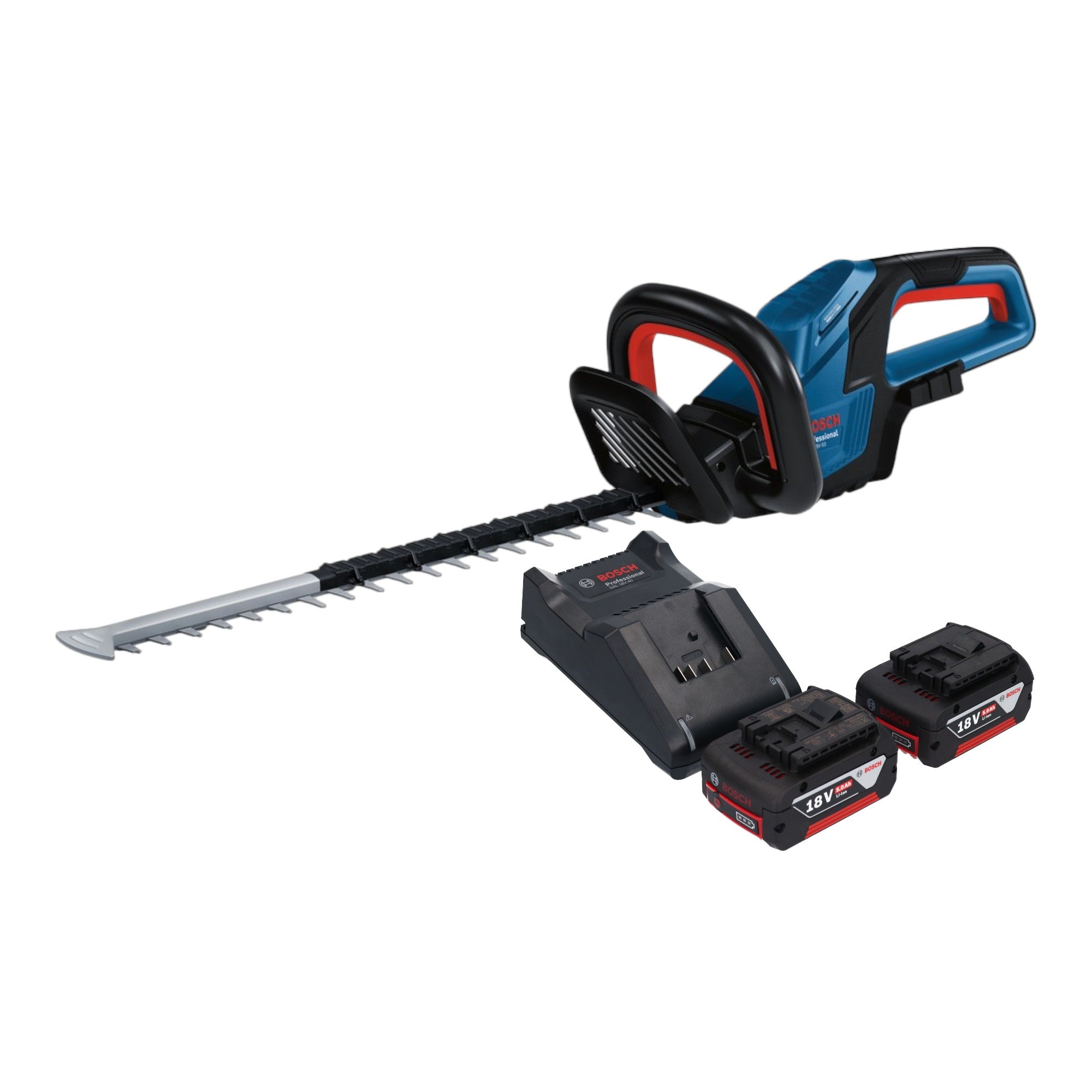 Bosch GHE 18V 50 Professional Akku Heckenschere 18 V 50 cm Brushless 2x Akku 5 0 Ah Ladegeraet 0 - toolbrothers