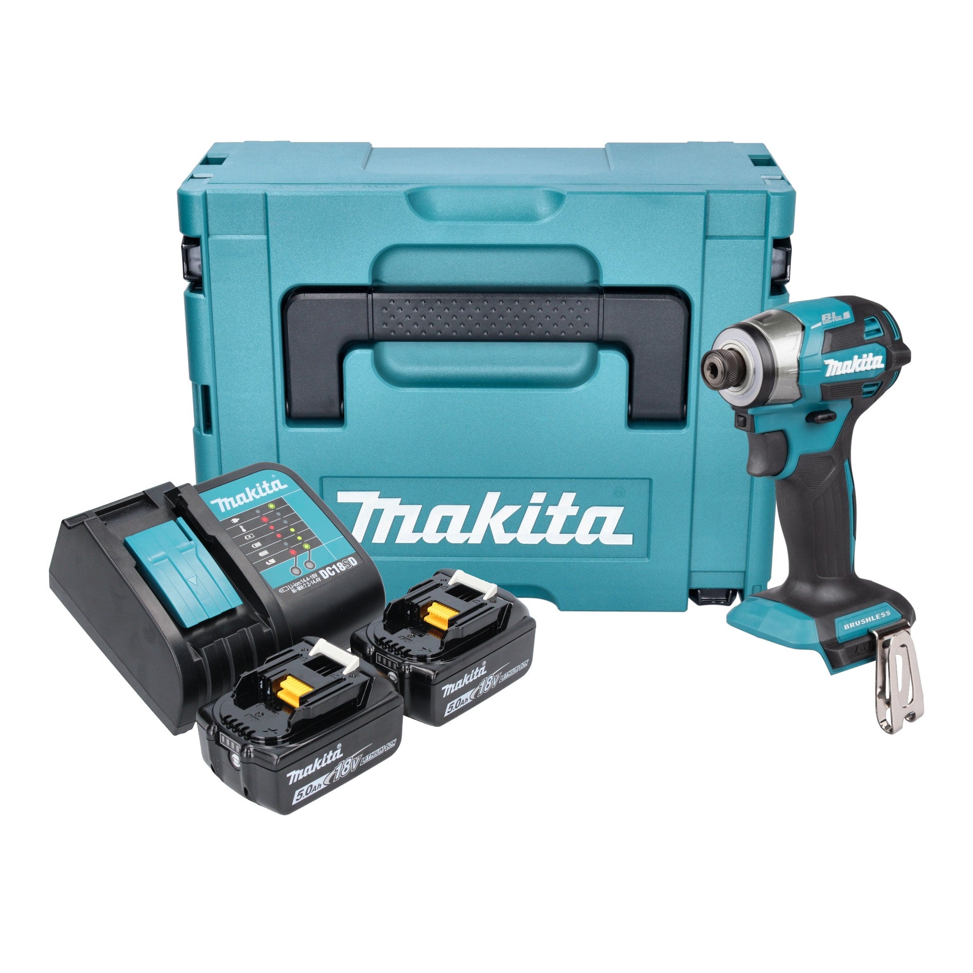 Makita DTD 173 STJ Akku Schlagschrauber 18 V 180 Nm 1 4 Brushless 2x Akku 5 0 Ah Ladegeraet Makpac 0 - toolbrothers
