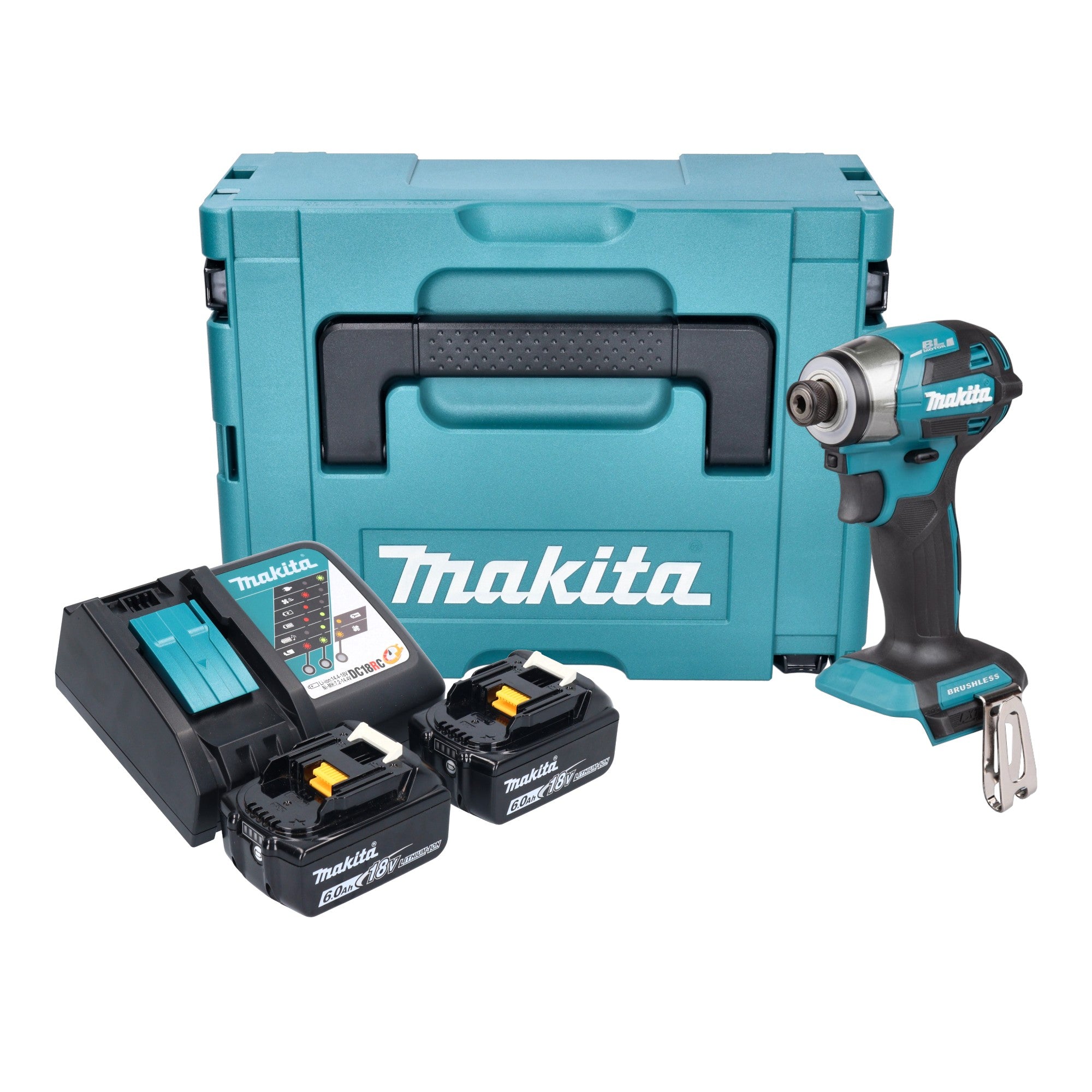 Makita DTD 173 RGJ Akku Schlagschrauber 18 V 180 Nm 1 4 Brushless 2x Akku 6 0 Ah Ladegeraet Makpac 0 - toolbrothers