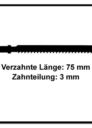 Festool HS 75/3 BI/5 Plastics Solid Materials Stichsägeblatt 75 mm 5 Stk. ( 204336 ) für Kunstoff-Vollmaterial, faserverstärkte Kunststoffe, BI-Metall - Toolbrothers