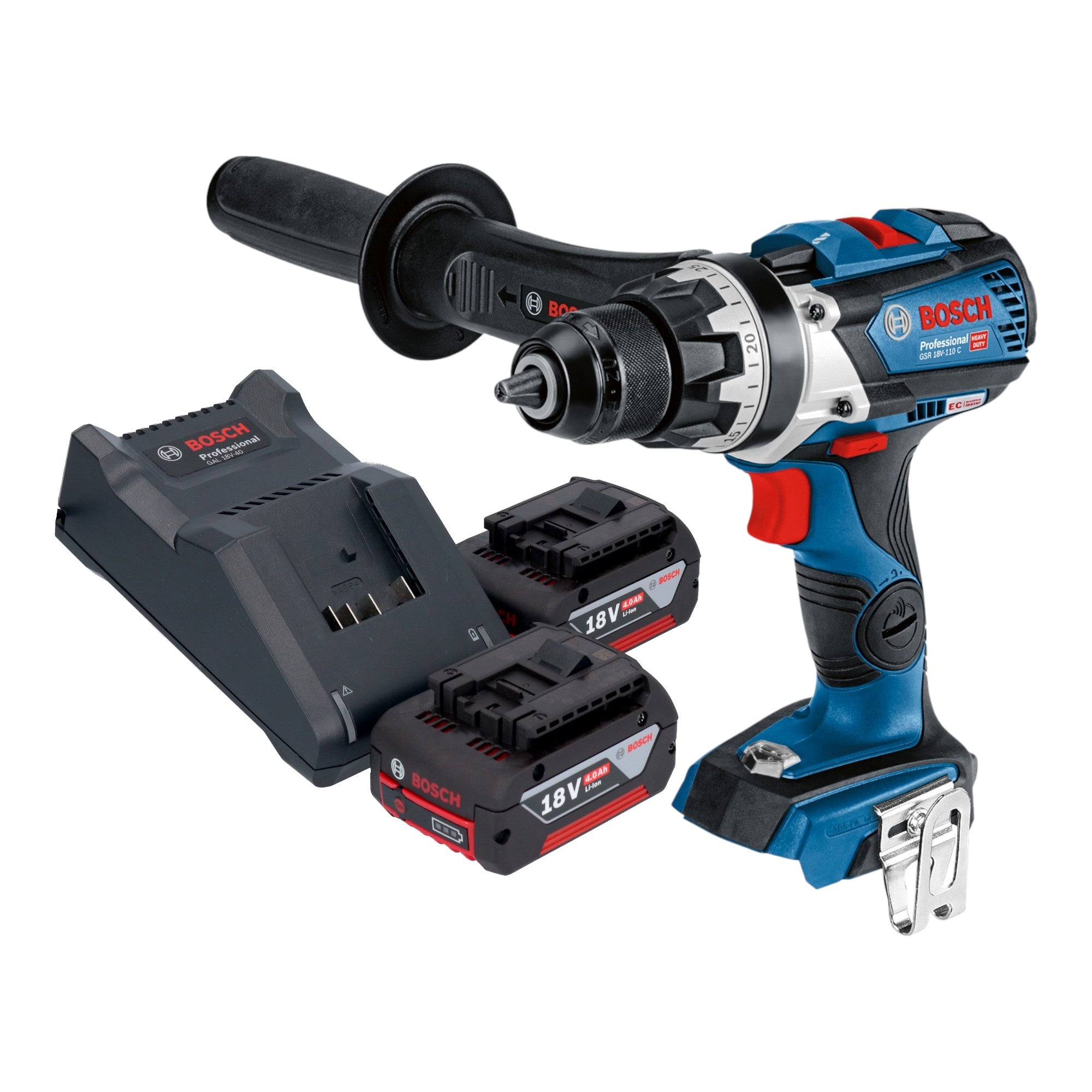 Bosch GSR 18V 110 C Professional Akku Bohrschrauber 18 V 110 Nm Brushless 2x Akku 4 0 Ah Ladegeraet 0 - toolbrothers