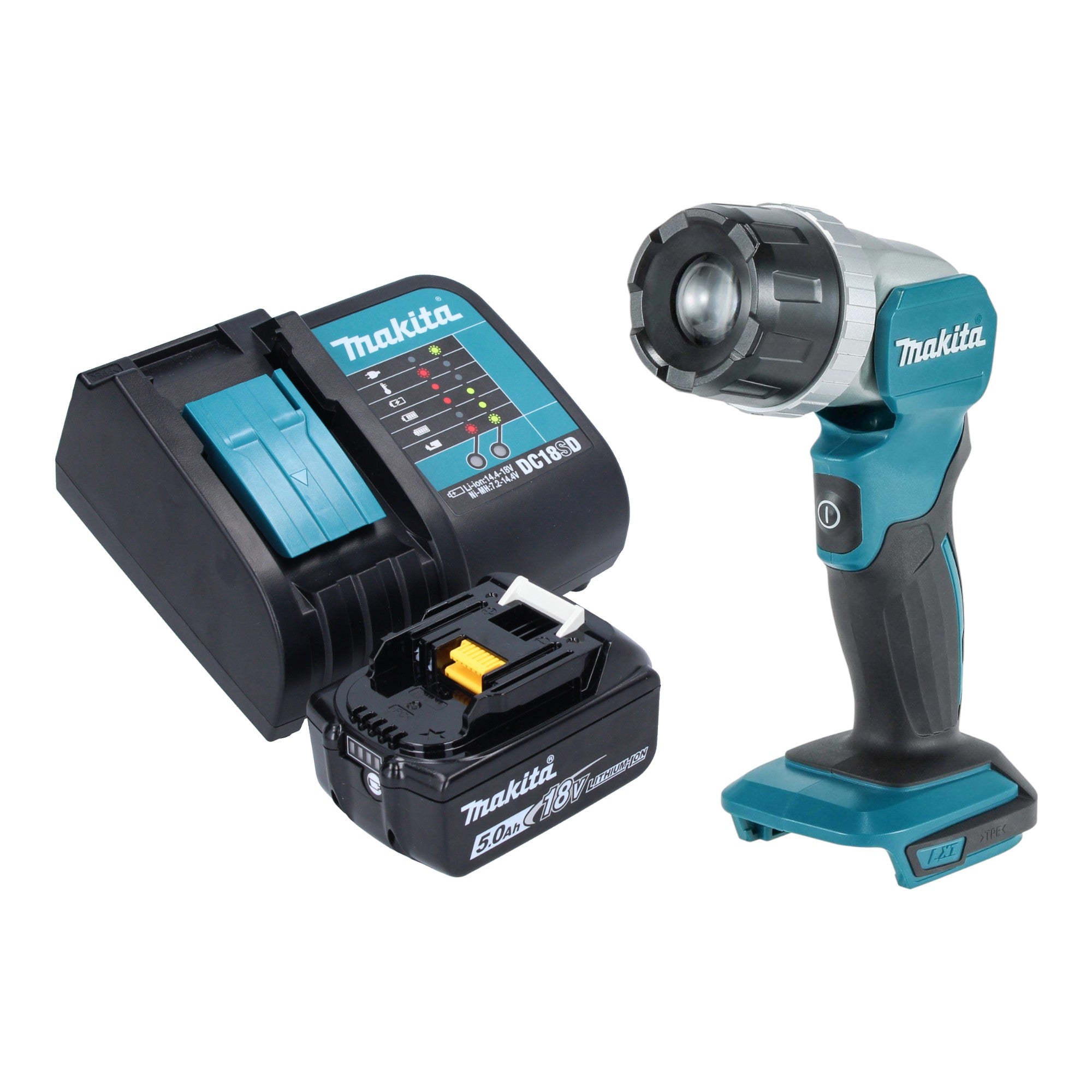 Makita DML 808 ST1 Akku Handstrahler 14 4 18 V 190 lm LED 1x Akku 5 0 Ah Ladegeraet 0 - toolbrothers