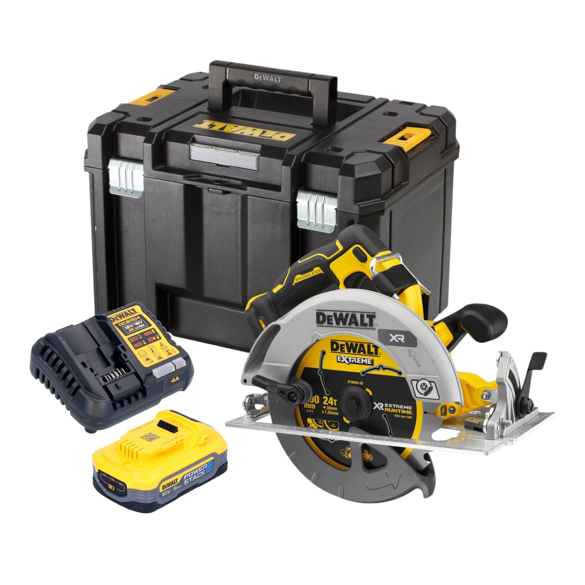 DeWalt DCS 573 H1T Akku Handkreissaege 18 V 190 x 30 mm Brushless 1x Powerstack Akku 5 0 Ah Ladegeraet TSTAK 0 - toolbrothers