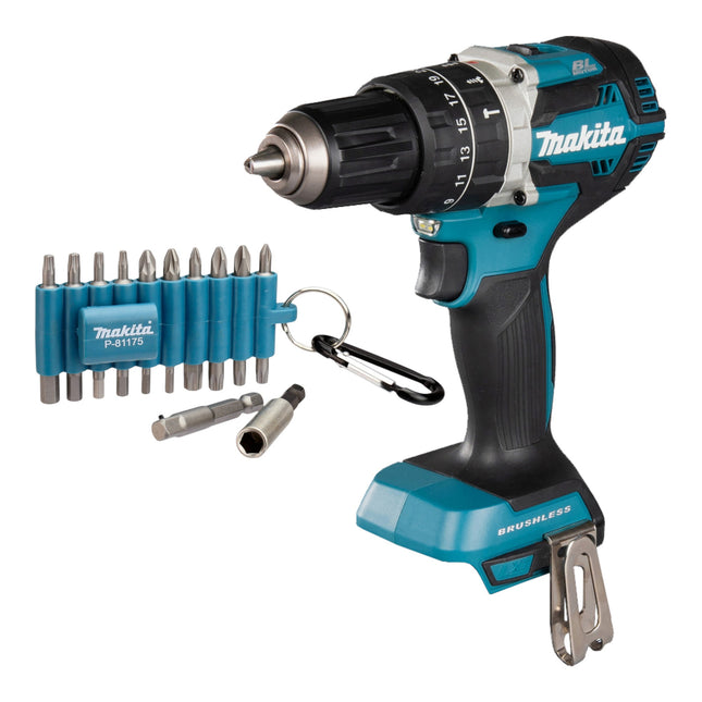 Makita DHP 484 Z Akku Schlagbohrschrauber 18 V 54 Nm Brushless 22 tlg Bit Set ohne Akku ohne Ladegeraet 0 - toolbrothers