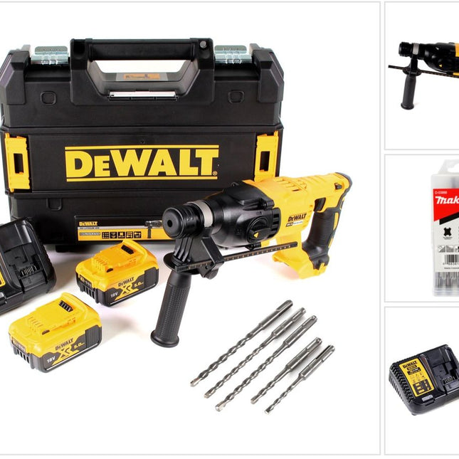 DeWalt DCH 133 P2 Akku Kombihammer 18V 2,6J SDS plus Brushless + 2x Akku 5,0Ah + Ladegerät + TSTAK + 5x Hartmetall Bohrer - Toolbrothers