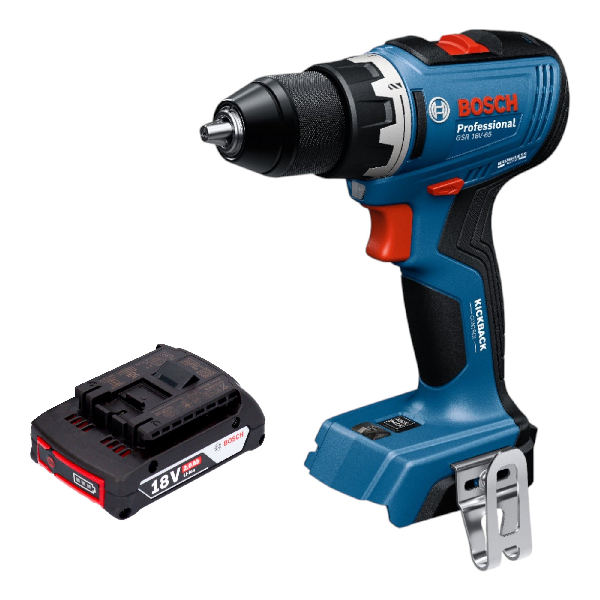 Bosch GSR 18V 65 Professional Akku Bohrschrauber 18 V 63 Nm Brushless 1x Akku 2 0 Ah ohne Ladegeraet 0 - toolbrothers