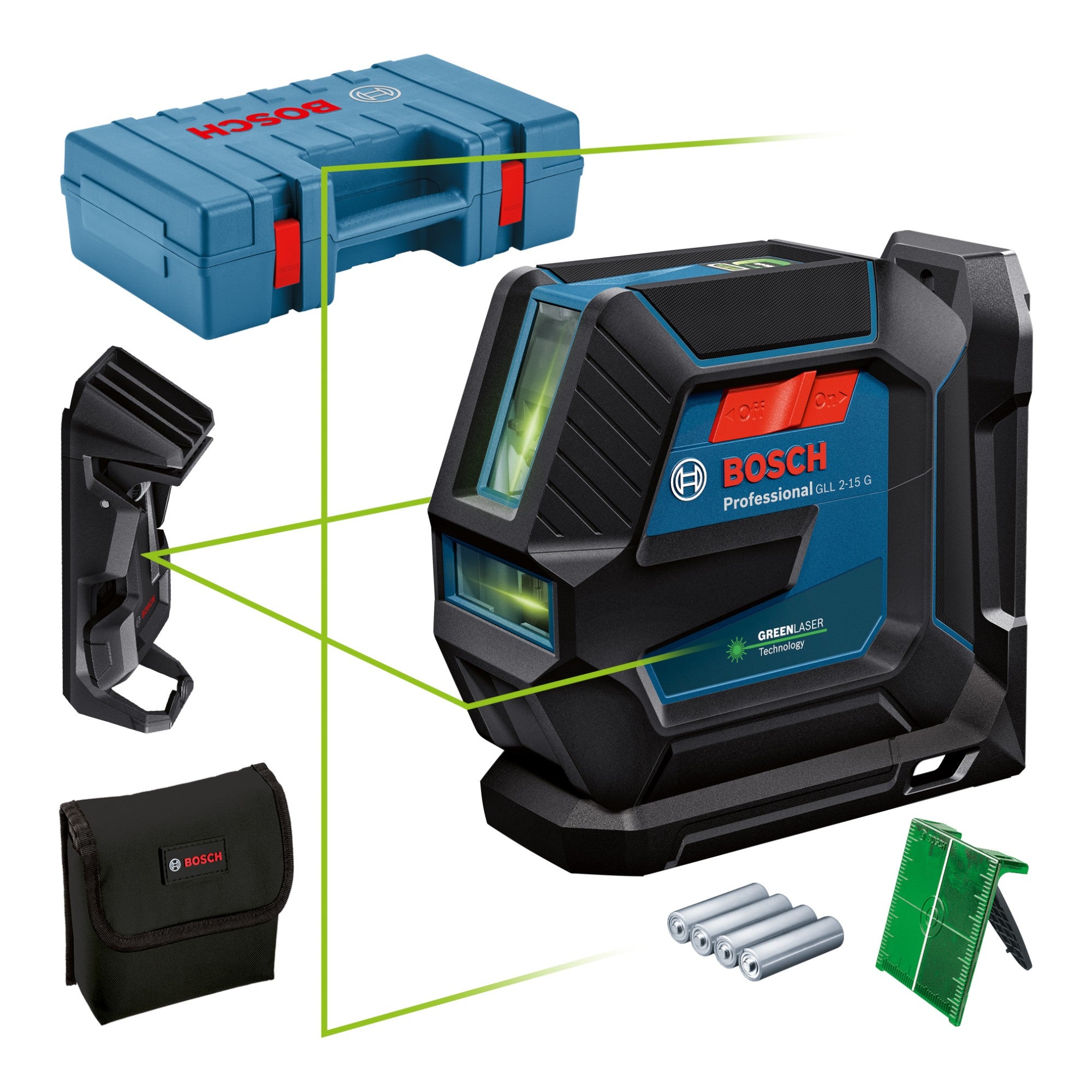 Bosch GLL 2 15 G Professional Linienlaser 15 m IP 64 gruen 0601063W02 Koffer 0 - toolbrothers