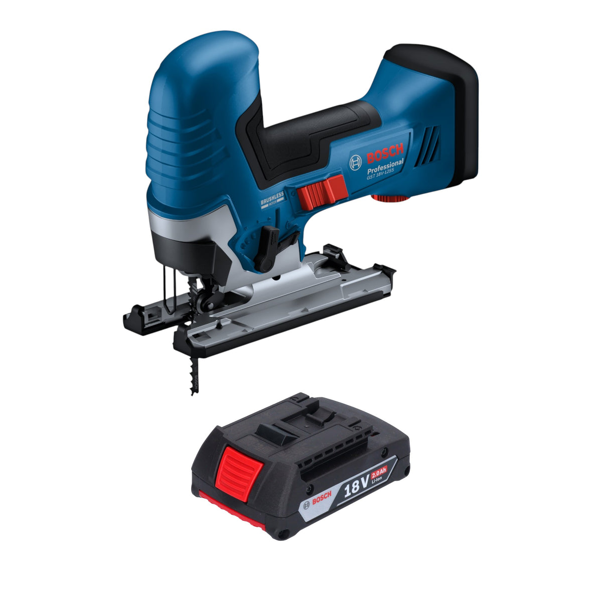 Bosch GST 18V-125 S Profesjonalna wyrzynarka akumulatorowa 18 V 125 mm bezszczotkowa + 1x akumulator 2,0 Ah - bez ładowarki