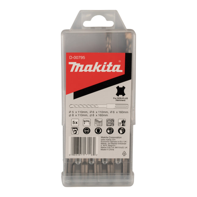 Makita D 00795 SDS Plus Bohrer Set 5 tlg zweischneidig wolframkarbid Spitze 0 - toolbrothers