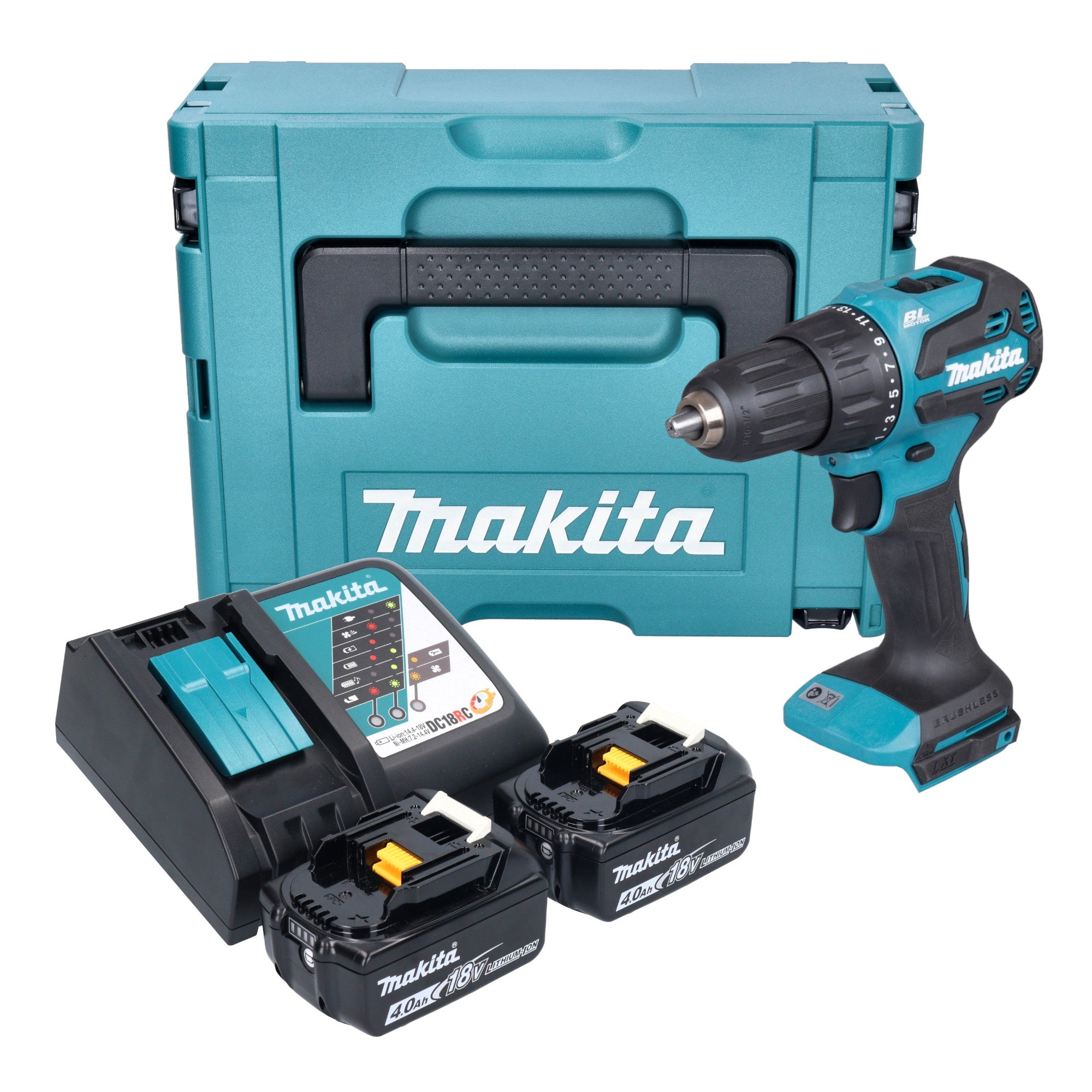 Makita DHP 490 RMJ Akku Schlagbohrschrauber 18 V 65 Nm Brushless 2x Akku 4 0 Ah Ladegeraet Makpac 0 - toolbrothers