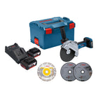 Bosch GWS 18V 180 P Professional Akku Winkelschleifer 18 V 180 mm Brushless 2x Akku 5 0 Ah Ladegeraet L Boxx 0 - toolbrothers
