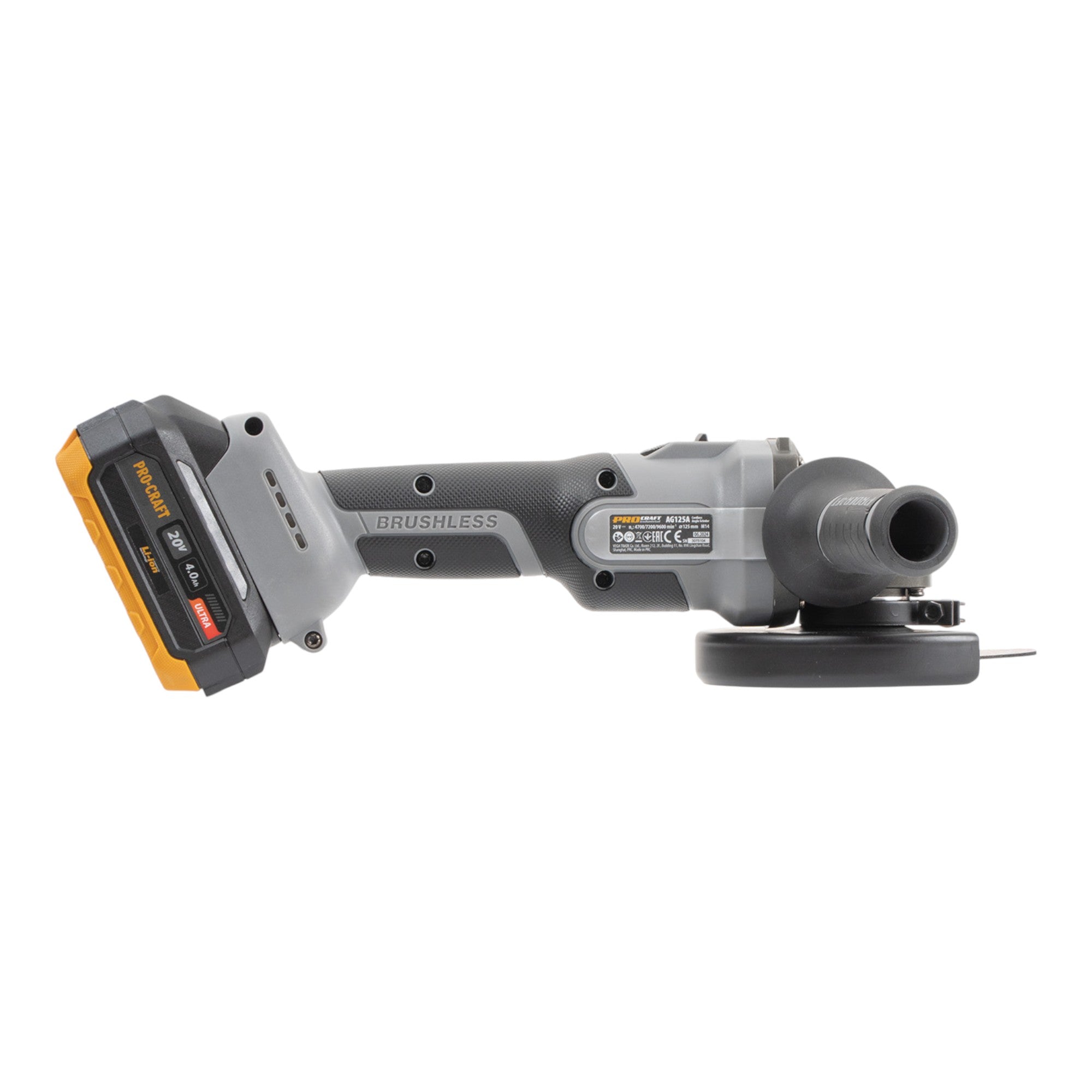 Procraft Industrial AG125A Akku Winkelschleifer 20 V 125 mm Brushless 1x Akku 4 0 Ah Ladegeraet Koffer 4 - toolbrothers