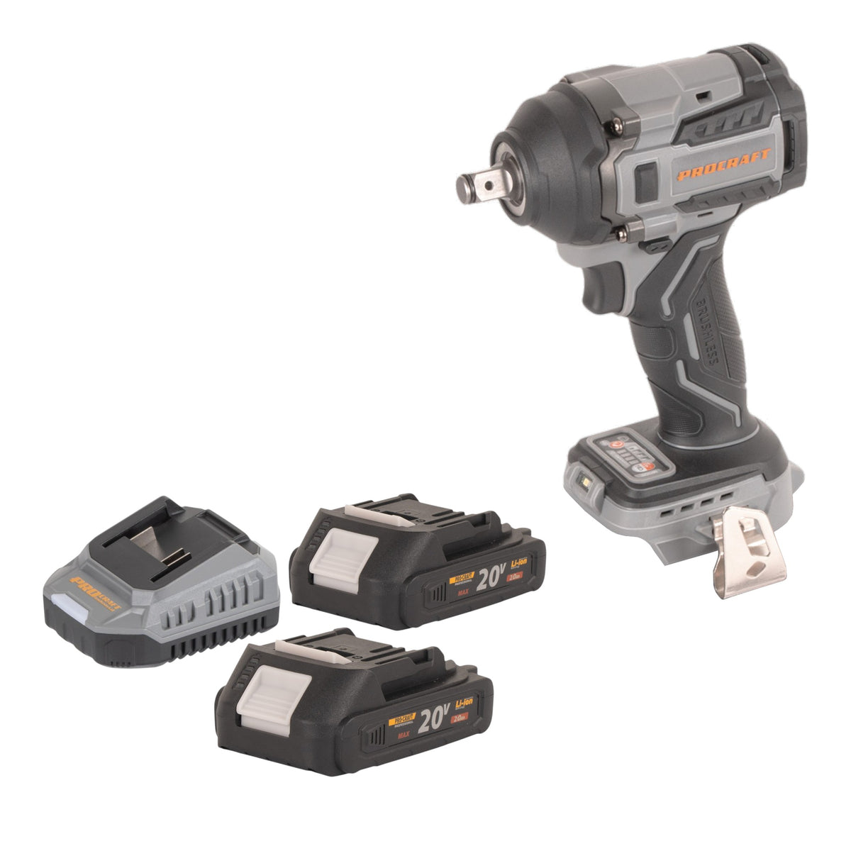Procraft Industrial IW550Abb Akumulatorowy klucz udarowy 20 V 550 Nm 1/2" + 2x akumulator 2,0 Ah + ładowarka