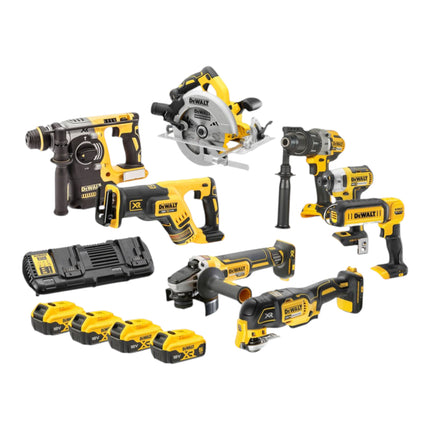 Zestaw narzędzi akumulatorowych DeWalt DCK 853 P4T 18 V DCD 996 + DCF 887 + DCH 273 + DCG 405 + DCS 367 + DCS 356 + DCS 565 + DCL 050 + 4x akumulator 5,0 Ah + ładowarka + 4x T STAK + wózek