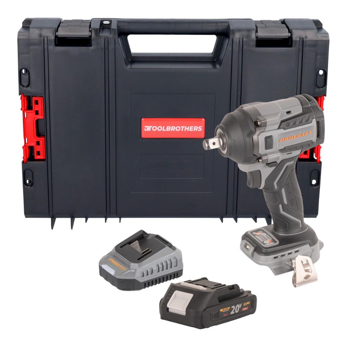 Procraft Industrial IW550Abb Akumulatorowy klucz udarowy 20 V 550 Nm 1/2" + 1x akumulator 2,0 Ah + ładowarka + walizka narzędziowa RHINO