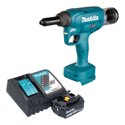 Makita DRV 150 RF1 Akku Blindnietsetzgeraet 18 V 10 kN 2 4 4 8 mm Brushless 1x Akku 3 0 Ah Ladegeraet 0 - toolbrothers