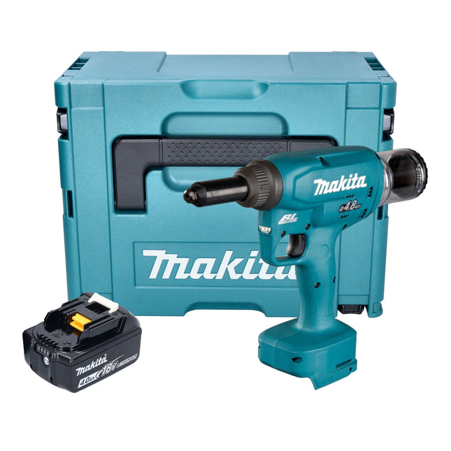 Makita DRV 150 M1J Akku Blindnietsetzgeraet 18 V 10 kN 2 4 4 8 mm Brushless 1x Akku 4 0 Ah Makpac ohne Ladegeraet 0 - toolbrothers