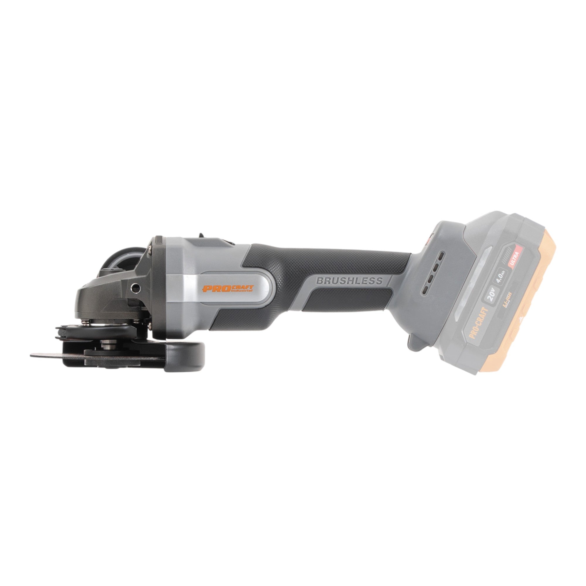 Procraft Industrial AG125Abb Akku Winkelschleifer 20 V 125 mm Brushless 1x Akku 4 0 Ah ohne Ladegeraet 2 - toolbrothers