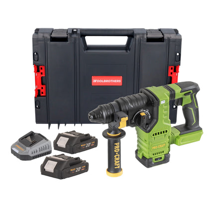 Procraft PHA30bb Akku Bohrhammer 20 V 2 8 J SDS plus Brushless 2x Akku 2 0 Ah Ladegeraet RHINO Toolcase 0 - toolbrothers