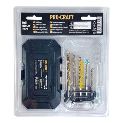 Procraft DBS 18 Bit und Bohrer Set 18 teilig S2 Stahl Phillips Pozidriv Torx 3 - toolbrothers