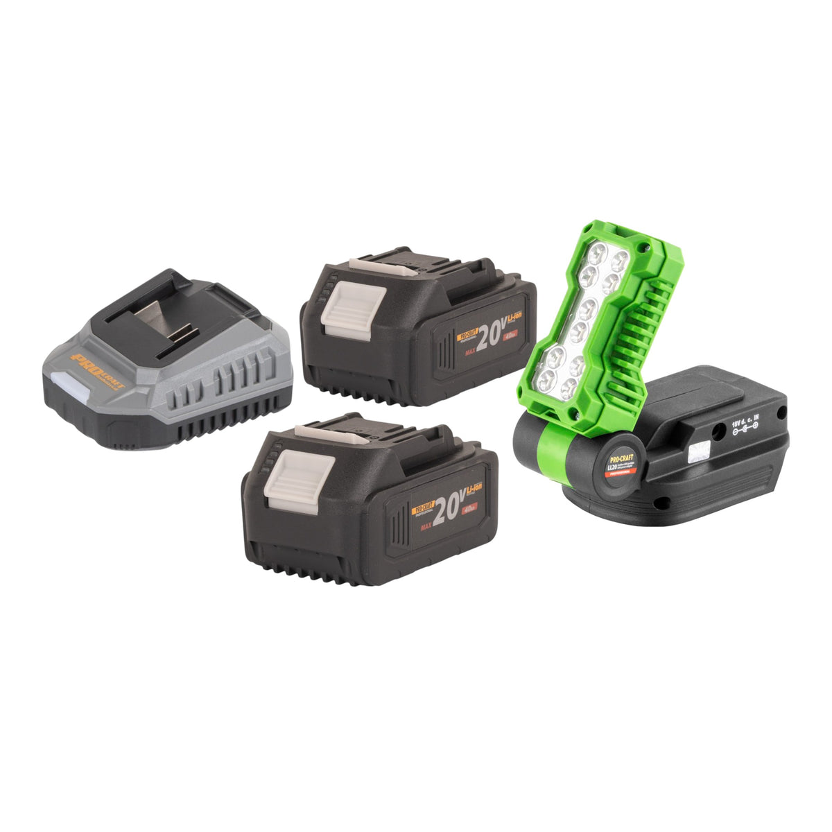 Akumulatorowy reflektor LED Procraft LL20bb 20 V 500 lm + 2x akumulator 4,0 Ah + ładowarka