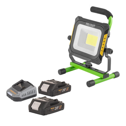 Procraft LP20 Akku LED Strahler 20 V IP 20 2x Akku 2 0 Ah Ladegeraet 0 - toolbrothers