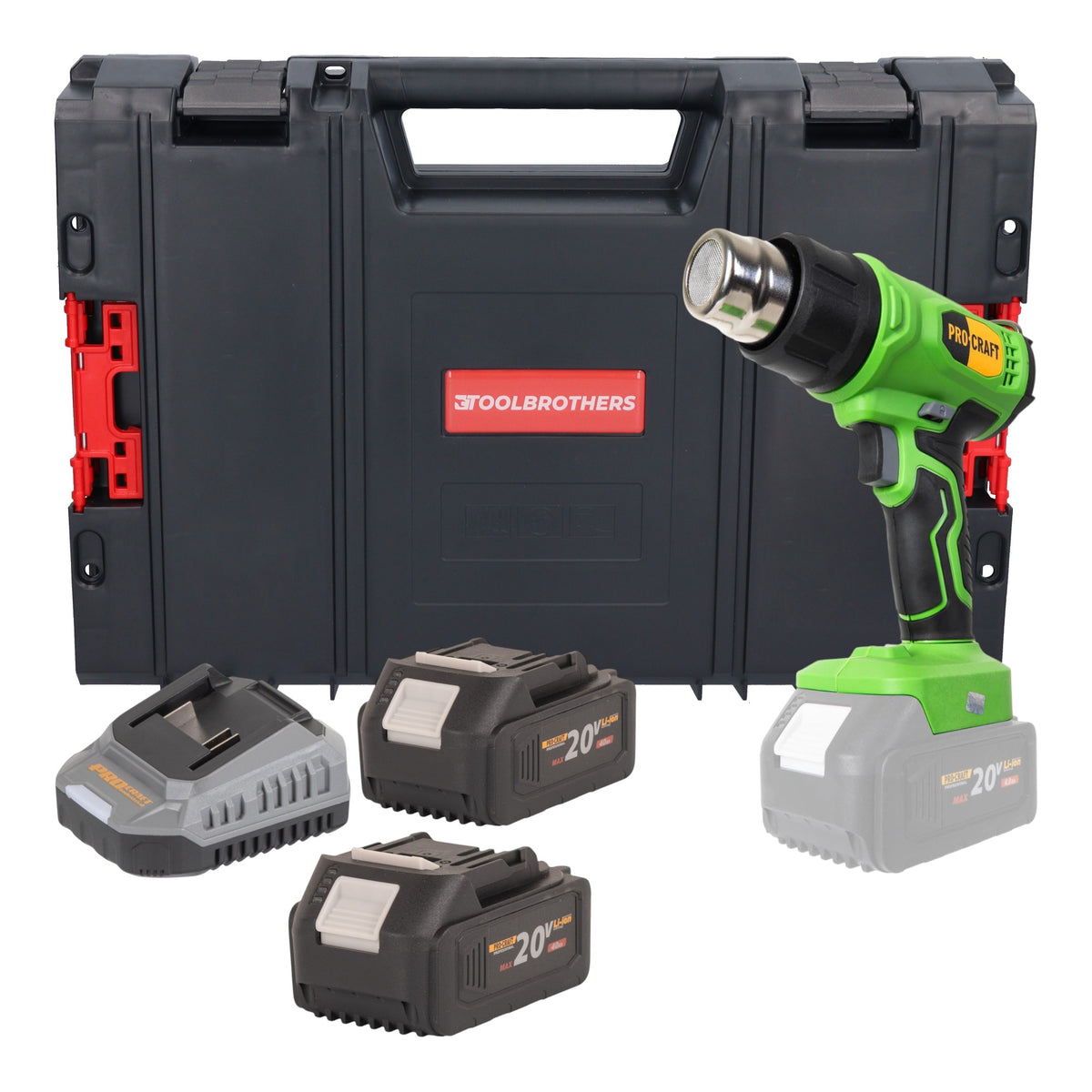 Akumulatorowa opalarka Procraft PH24bb 20 V 50 - 550 °C + 2x akumulator 4,0 Ah + ładowarka + walizka narzędziowa RHINO