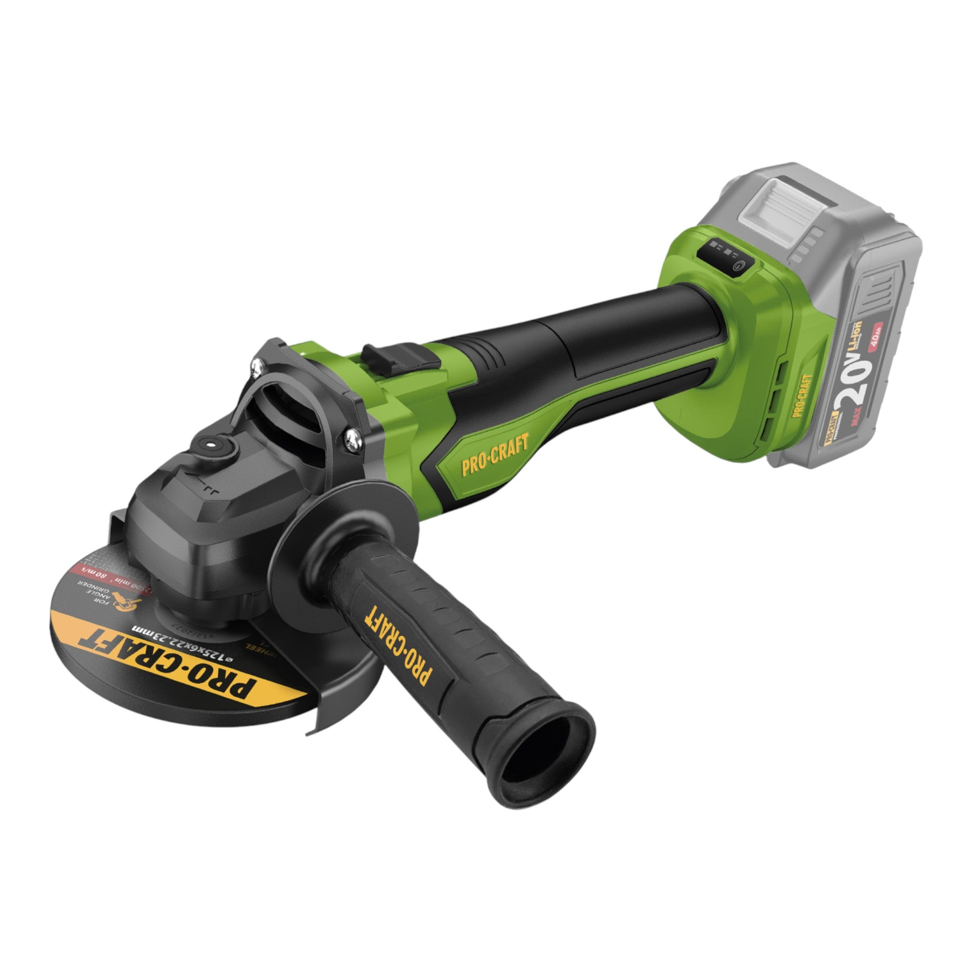Procraft PGA22 BB Akku Winkelschleifer 20 V 125 mm Brushless 1x Akku 4 0 Ah ohne Ladegeraet 3 - toolbrothers