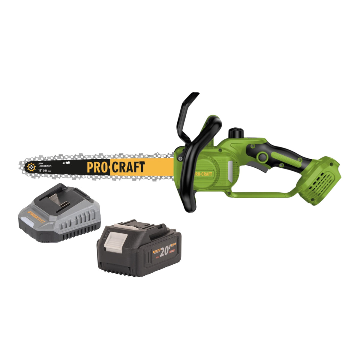 Akumulatorowa pilarka łańcuchowa Procraft PKA33-BB 20 V 304 mm bezszczotkowa + 1x akumulator 4,0 Ah + ładowarka