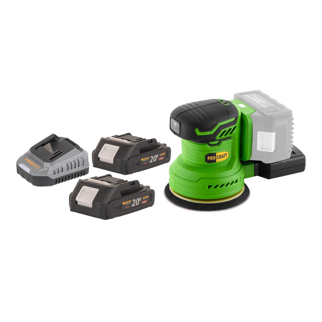 Procraft PX20BLbb Akku Exzenterschleifer 20 V 125 mm Brushless 2x Akku 2 0 Ah Ladegeraet 0 - toolbrothers