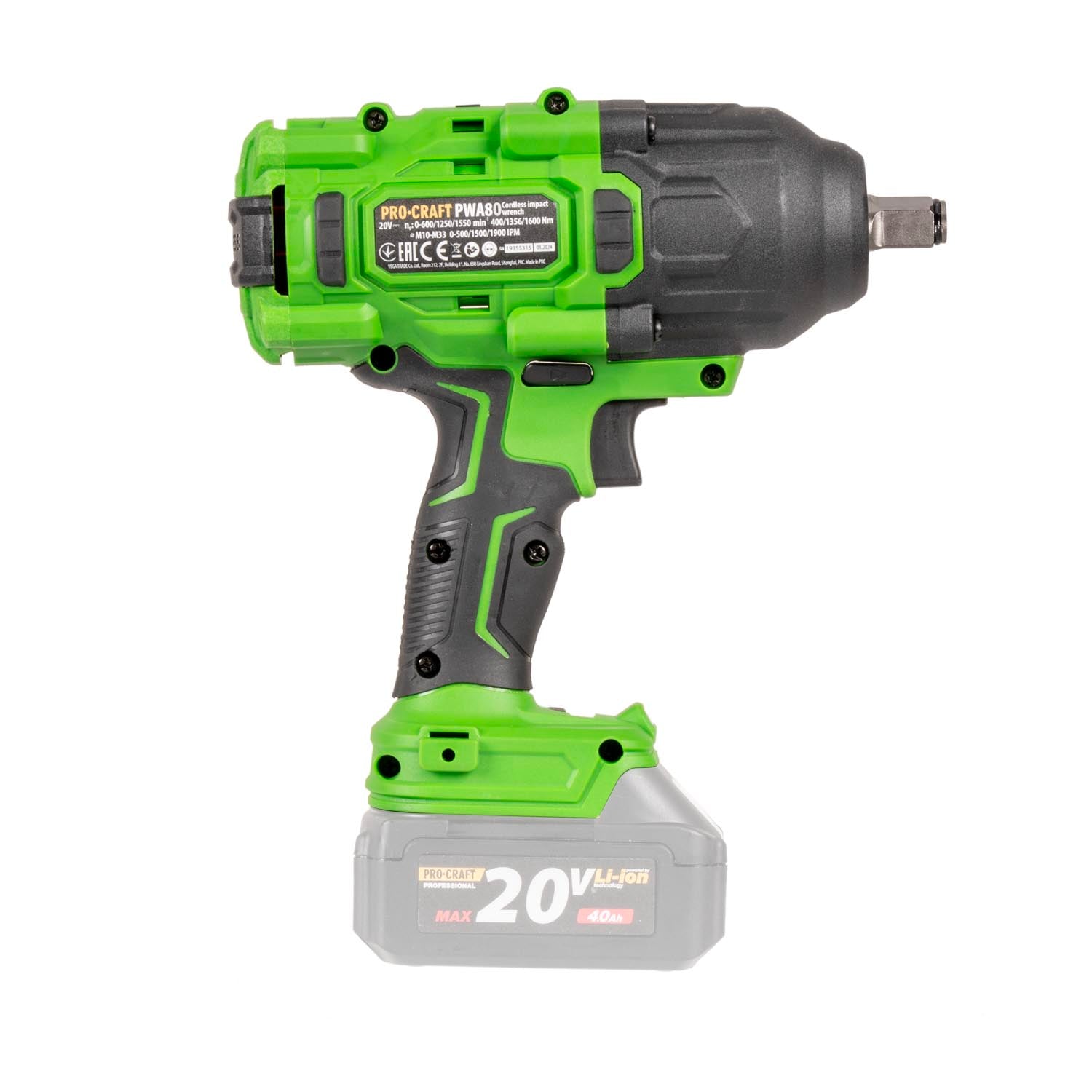 Procraft PWA80bb Akku Schlagschrauber 20 V 1600 Nm 1 2 Brushless 1x Akku 2 0 Ah ohne Ladegeraet 4 - toolbrothers
