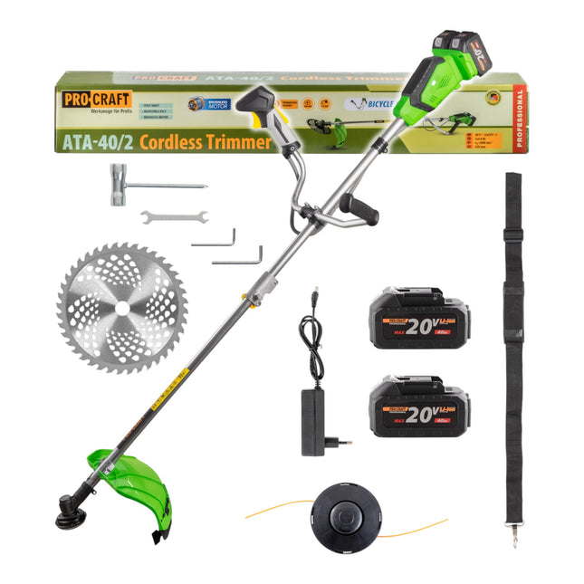 Procraft ATA 40 2 Akku Freischneider 40 V 2x 20 V 220 mm Brushless 2x Akku 4 0 Ah Ladegeraet 0 - toolbrothers