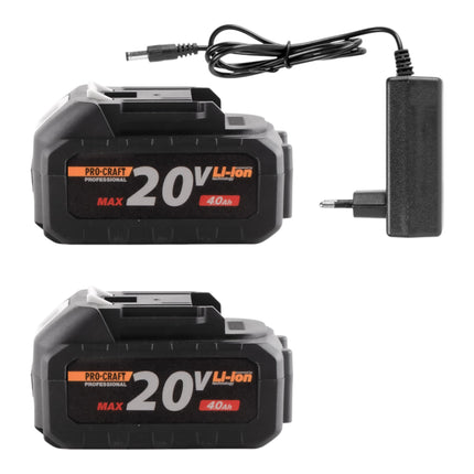 Procraft ATA 40 2 Akku Freischneider 40 V 2x 20 V 220 mm Brushless 2x Akku 4 0 Ah Ladegeraet 2 - toolbrothers