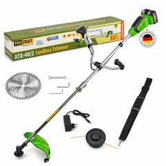 Procraft ATA 40 2 Akku Freischneider 40 V 2x 20 V 420 mm Brushless 2x Akku 4 0 Ah Ladegeraet 0 - toolbrothers