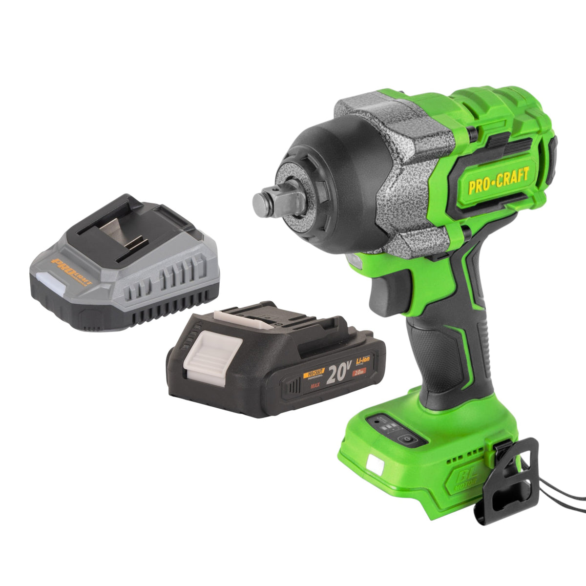 Procraft PWA36bb akumulatorowy klucz udarowy 20 V 850 Nm 1/2" bezszczotkowy + 1x akumulator 2,0 Ah + ładowarka