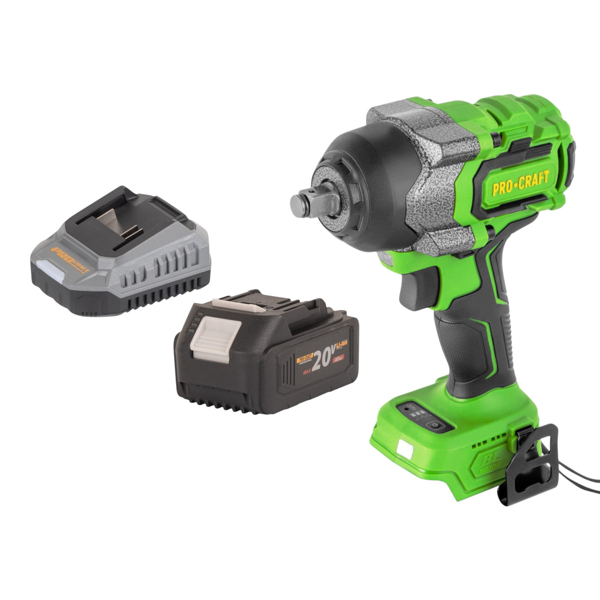 Procraft PWA36bb akumulatorowy klucz udarowy 20 V 850 Nm 1/2" bezszczotkowy + 1x akumulator 4,0 Ah + ładowarka