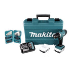 Makita DF 347 DWE 14.4V Li-ion Akku Bohrschrauber mit 2 x 1,5 Ah Akku und Ladegerät + Makita D-40216 Bit & Bohrer Set 17 tlg. im Kunststoffkoffer - Toolbrothers