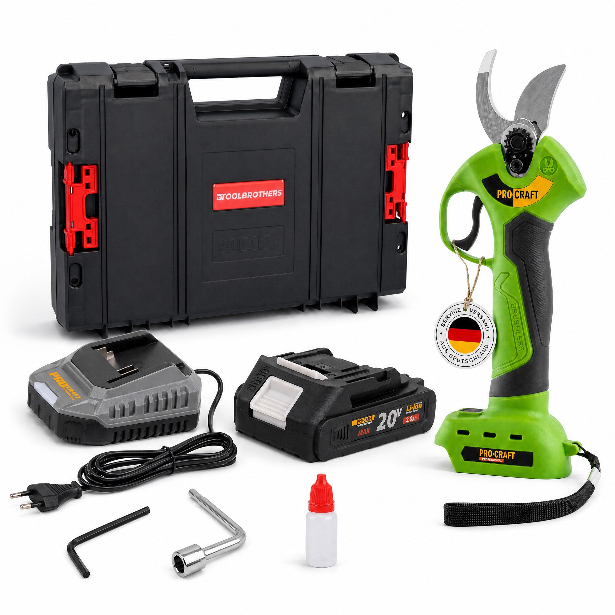 Procraft ES28Li bb Akku Astschere Gartenschere 20 V 25 mm 1x Akku 2 0 Ah Ladegeraet RHINO Toolcase 0 - toolbrothers