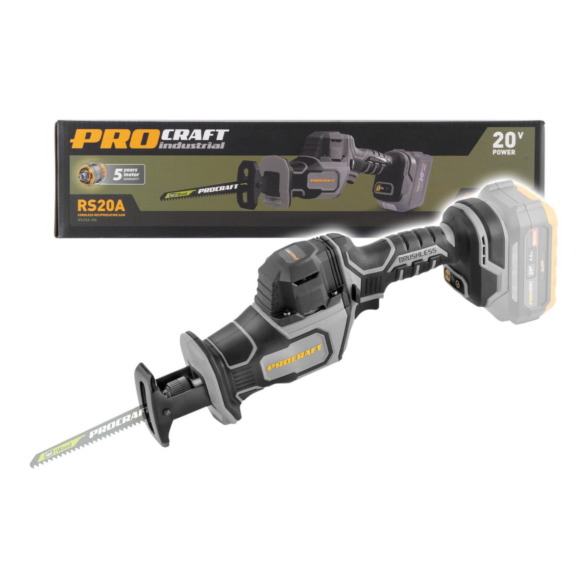 Pilarka szablasta Procraft Industrial RS20Abb 20 V Brushless Solo - bez akumulatora, bez ładowarki