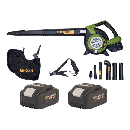 Procraft VB20 Akku Laubblaeser und Laubsauger 40 V 2x 20 V Brushless 2x Akku 8 0 Ah ohne Ladegeraet 0 - toolbrothers