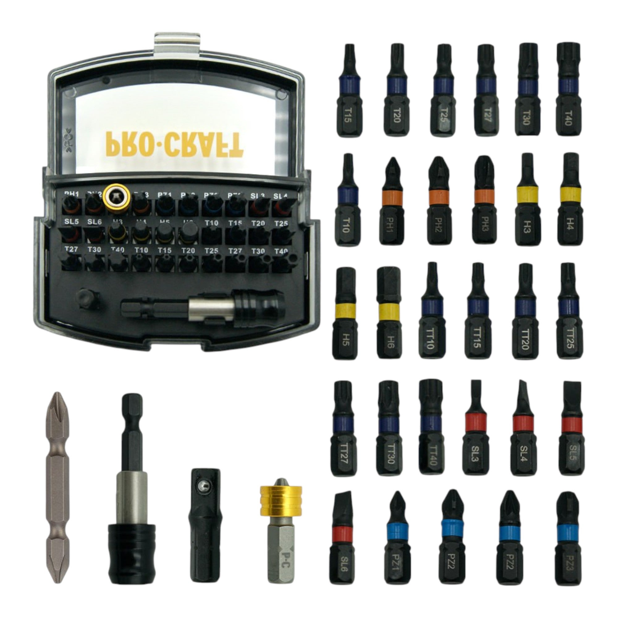 Procraft PA18LiH 1B C Akku Bohrschrauber 20 V 80 Nm Brushless 1x Akku 2 0 Ah Ladegeraet 32 tlg Bit Set Koffer 3 - toolbrothers