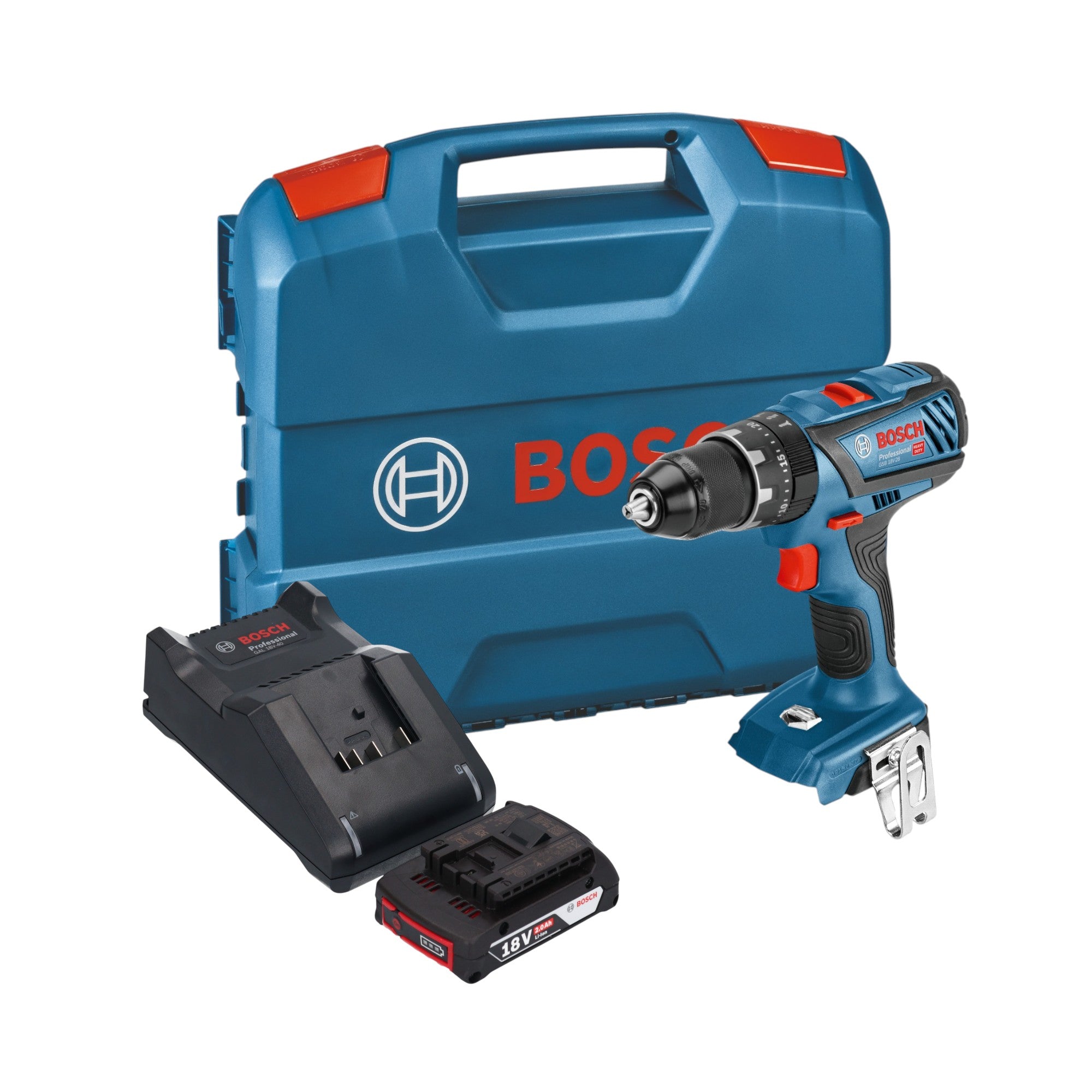Bosch GSB 18V 28 Professional Akku Schlagbohrschrauber 18 V 63 Nm 1x Akku 2 0 Ah Ladegeraet L Case 0 - toolbrothers