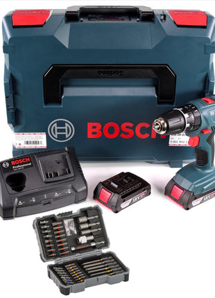 Bosch Professional GSB 18V-21 Akku Schlagbohrschrauber 18V 55Nm + 2x Akku 2,0Ah + Ladegerät + Bit-Set + L-Boxx - Toolbrothers