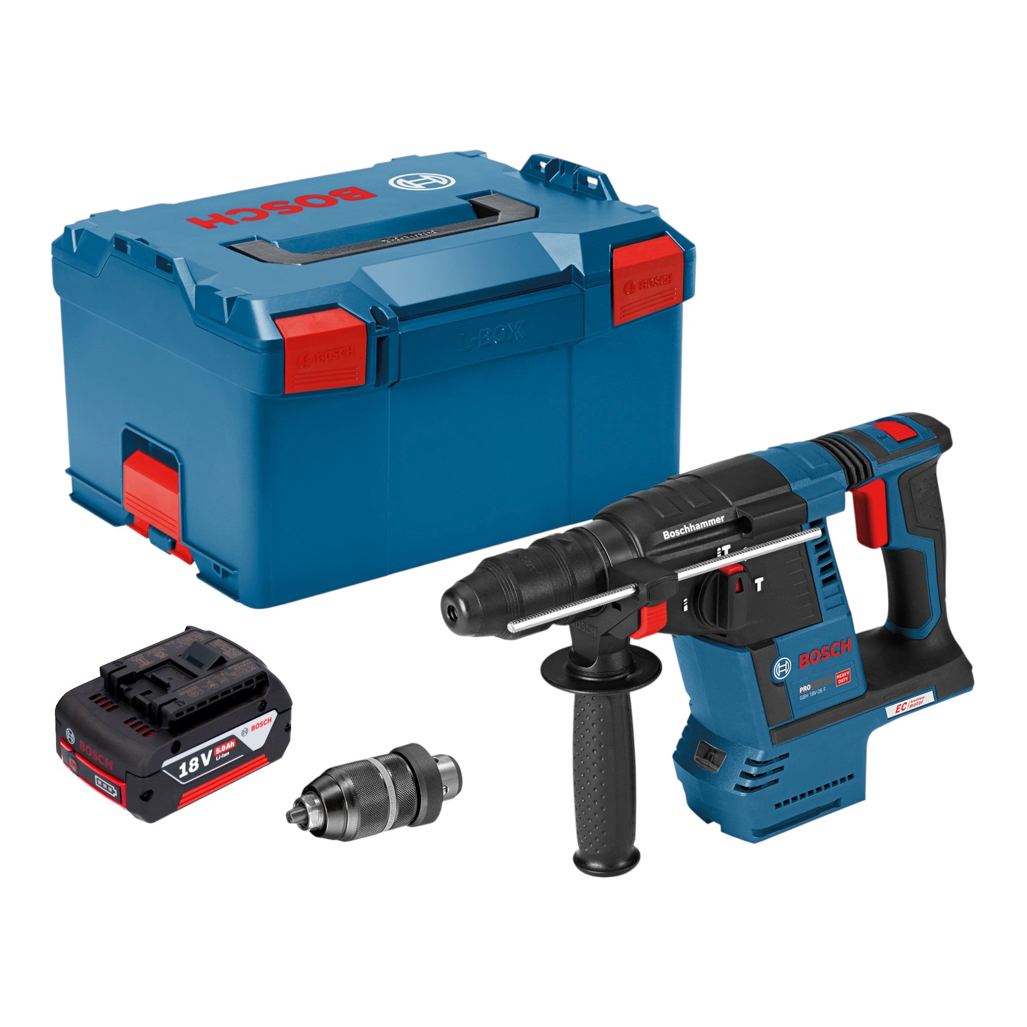 Bosch GBH 18V 26 F Professional Akku Bohrhammer 18 V 2 6 J SDS plus Brushless 1x Akku 5 0 Ah L Boxx ohne Ladegeraet 0 - toolbrothers
