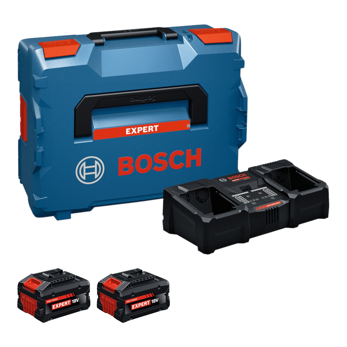 Bosch EXPERT 2x EXBA18V-80 + EXAL18V2-320 Zestaw startowy 18 V ( 1600A0373X ) + 2x akumulator 8,0 Ah + ładowarka 16 A + L-Boxx