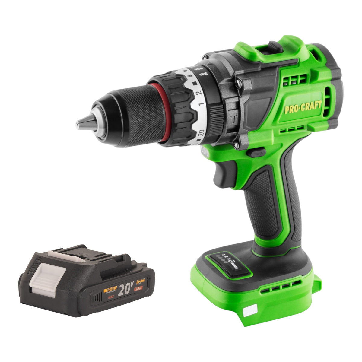 Procraft PA18ProBL-BB akumulatorowa wiertarko-wkrętarka udarowa 20 V 180 Nm bezszczotkowa + 1x akumulator 2,0 Ah - bez ładowarki