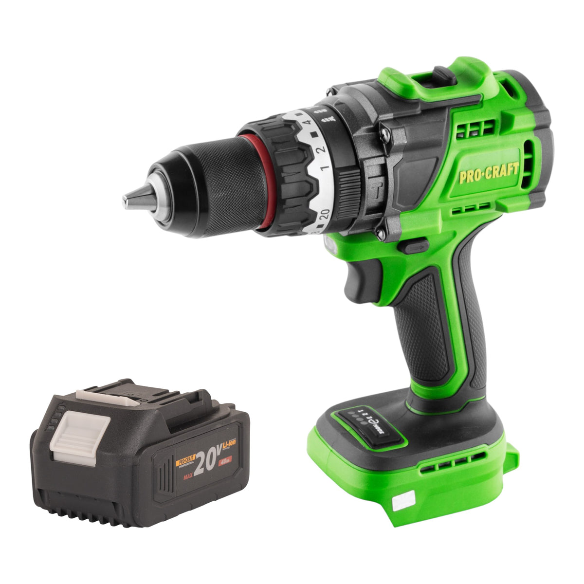 Procraft PA18ProBL-BB akumulatorowa wiertarko-wkrętarka udarowa 20 V 180 Nm bezszczotkowa + 1x akumulator 4,0 Ah - bez ładowarki