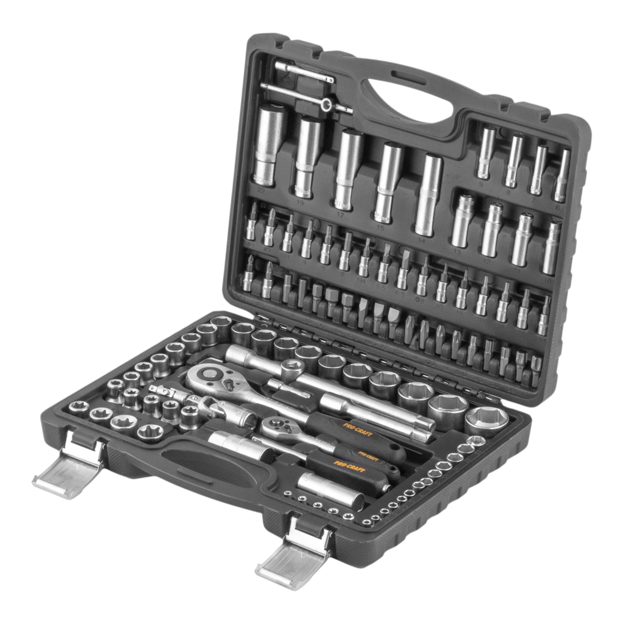 Procraft WS 108 72 Steckschluessel Set 108 tlg 1 4 1 2 Ratsche 72 Zaehne Schluessel Stecknuss Bits Koffer 1 - toolbrothers