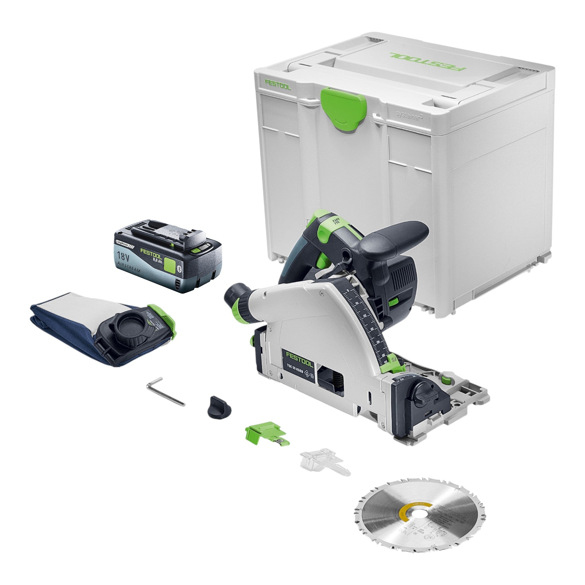 Festool TSC 55 KSEB Basic Akku Tauchsaege 18 V 160 mm Brushless 1x Akku 8 0 Ah Systainer ohne Ladegeraet 0 - toolbrothers